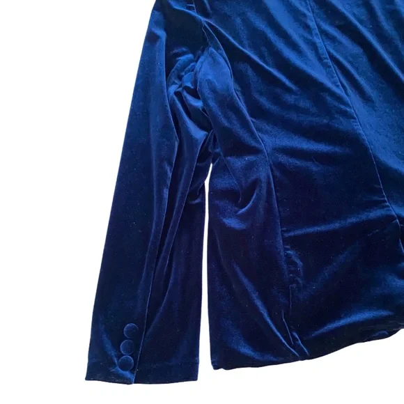 Tahari Office Attire Cocktail Special Occasion Navy Blue Velvet Blazer Size L - Picture 4 of 5